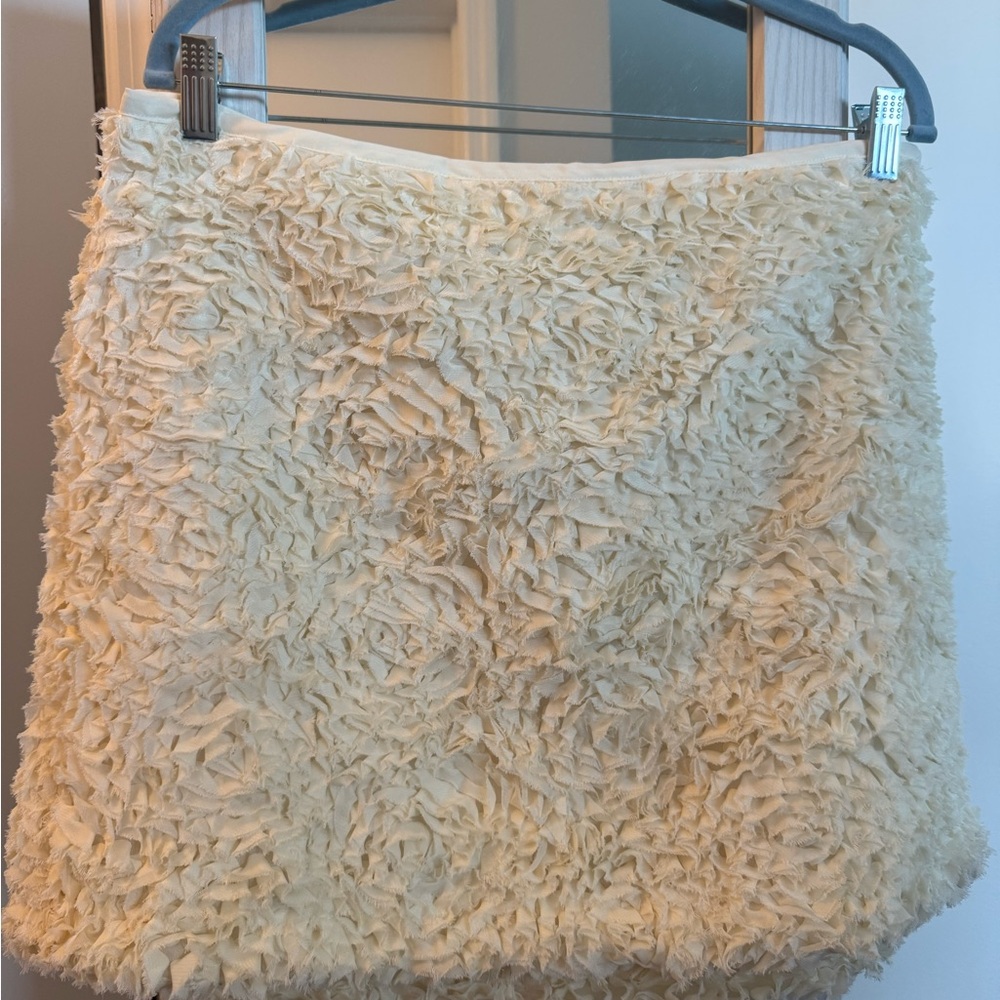 Anthropologie Cream Textured Mini Skirt